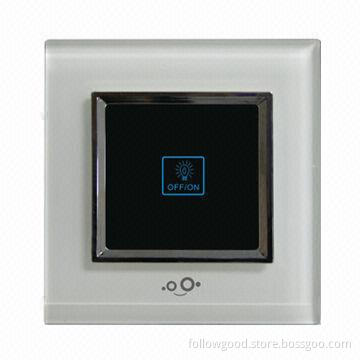 1-gang Intelligent Touch Light Switch/Crystal Tempered Class and Blue and Red LED Backlight/90~250V